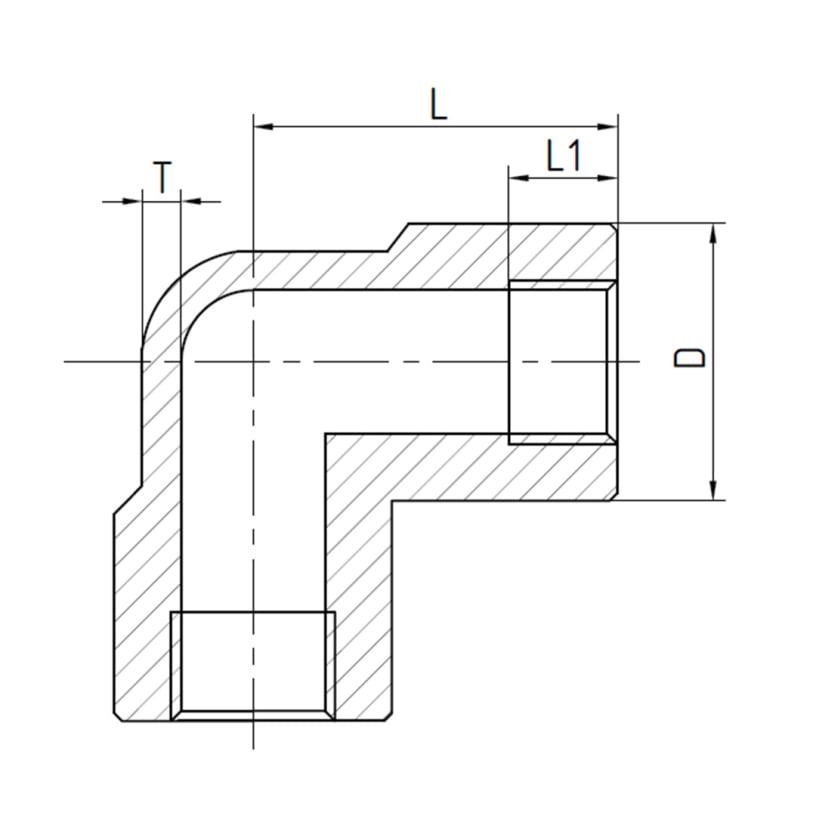 3000LB Dişli Dirsek 90° Teknik Resim 