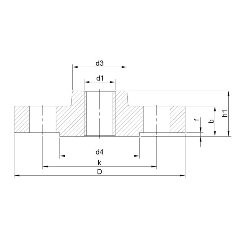 Paslanmaz Dişli Flanş (PN16) Teknik Resim 01